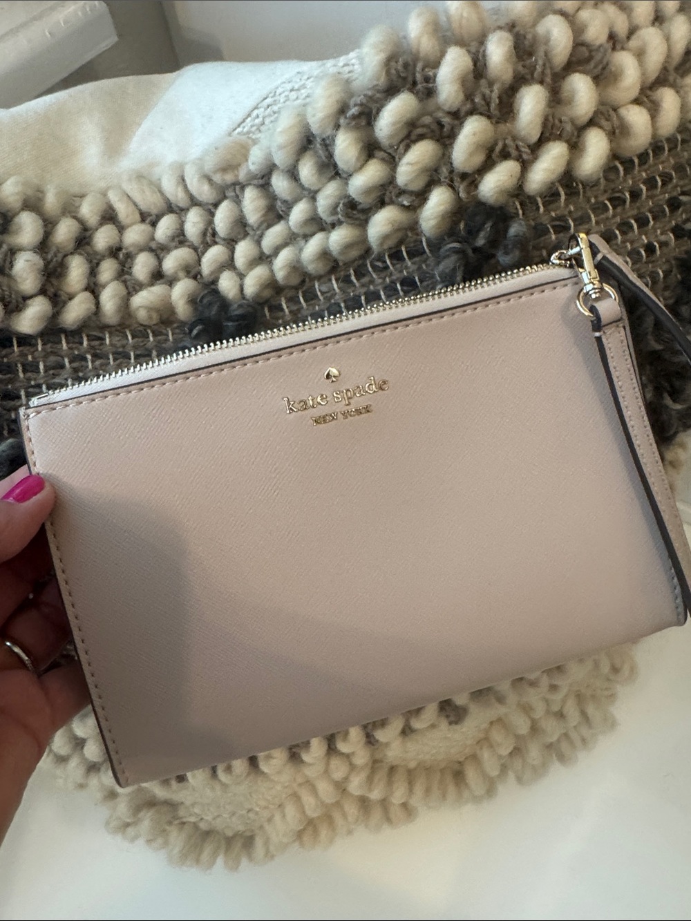 kate spade Pale Lilac Leather Wristlet with Gold Hardware
